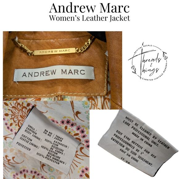 Andrew Marc New York Leather Jacket Womens Luxury Blazer Riding Classy Classic - Picture 12 of 14